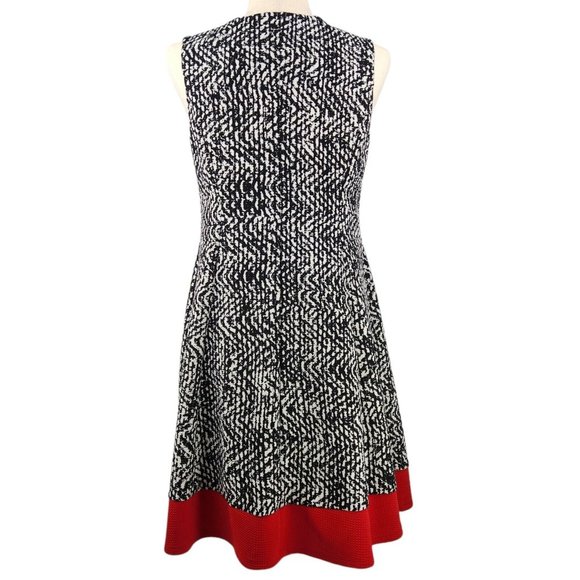 Alyx Petite Dress Size 10P Black White Print Sleeveless Pleats Stretch Party - Picture 2 of 9